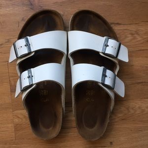 White Birkenstock Arizona Leather Sandals